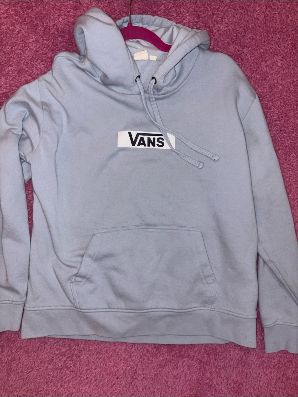 Vans Light Blue Pullover Hoodie with Logo Tag